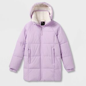 Girls' Mid-Length Puffer Jacket (Size: M, 14/16)